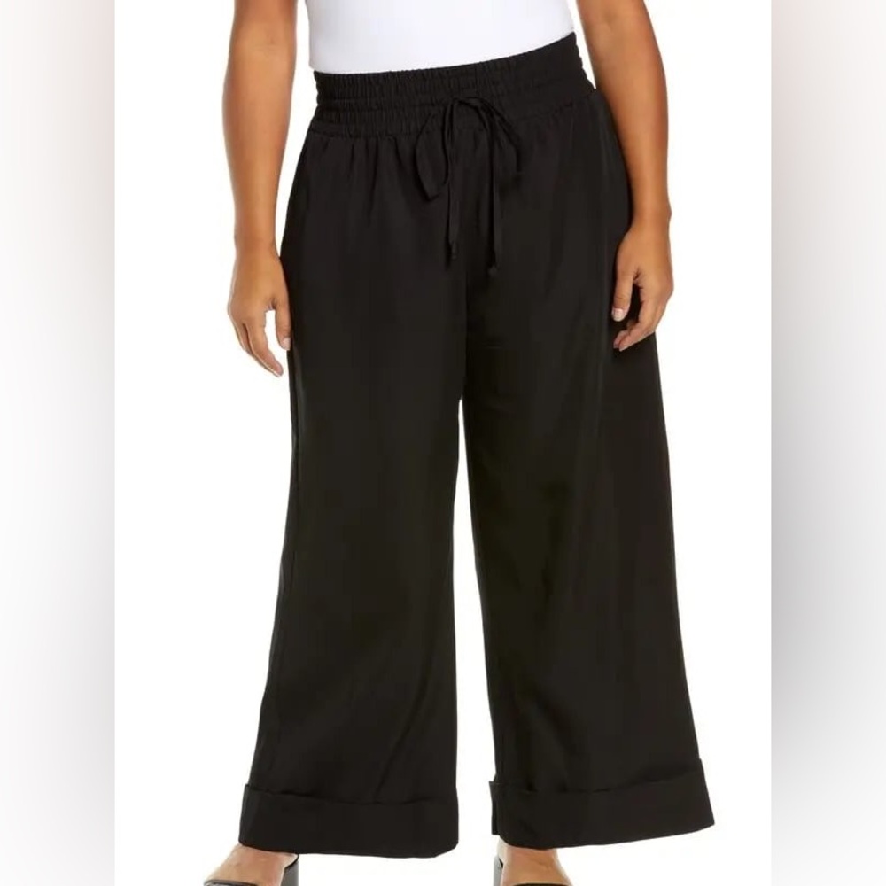 Open Edit Nordstrom Black Wide Leg Pull On Pants 1X